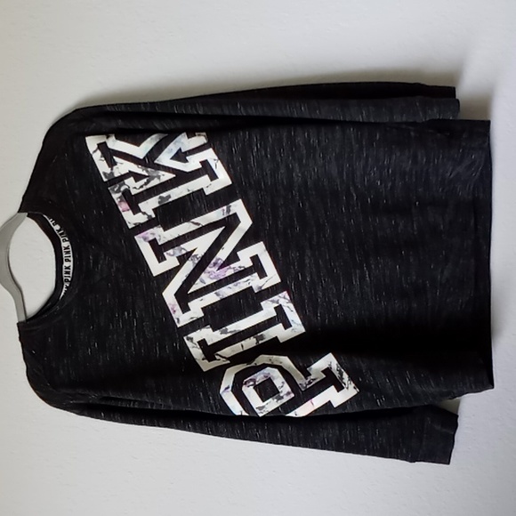 PINK By Victoria Secret Women's  Logo Campus Fleece Sweatshirt Size Small Black - Picture 1 of 12